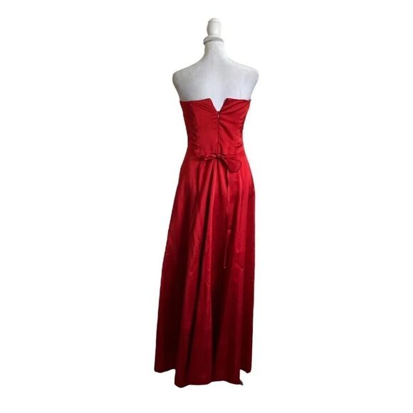 Oscar De La Renta Y2K Designer Maxi Dress Strapless Red Gown Prom Formal US 2 - Picture 5 of 16